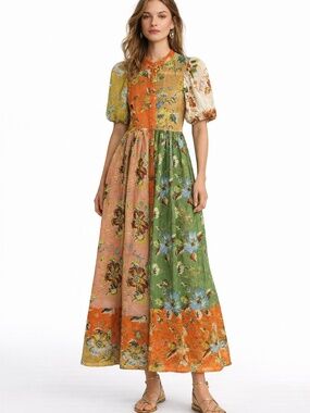 BNWT Alemais maxi dress 2 raime cotton slip patchwork button down wedding guest